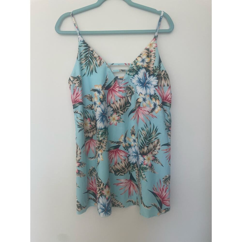 Hurley Palm Mini Dress Cover Up, Light Blue, size Medium